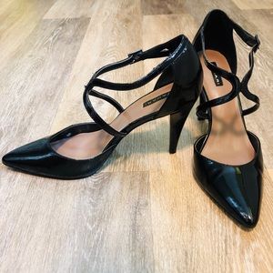 Black patent  heel